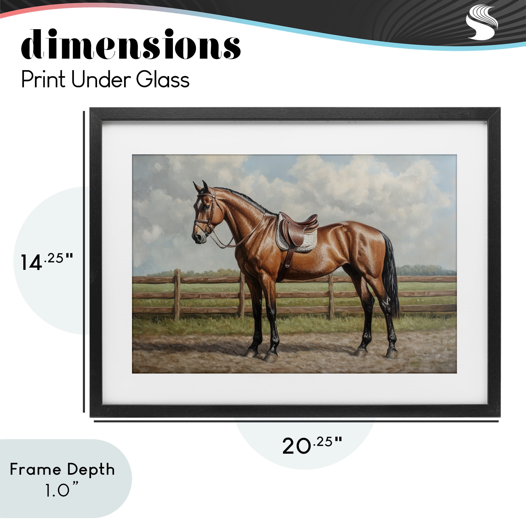 Stupell Industries Sunshine Pony on Farm Path Black Framed Print Under Glass, design by Petal Prints Design