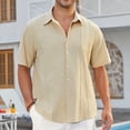 thumbnail image 4 of Men's Cuban Guayabera Shirt Short Sleeve Button Up Cotton Linen Shirt for Beach Casual Wear, 4 of 9