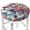 thumbnail image 3 of KLL Vibrant Leopard In Flowers Round Bar Chair Cushion Cover 13 inch ,Bar Stool Protector with Elastic, Soft Washable, 3 of 6