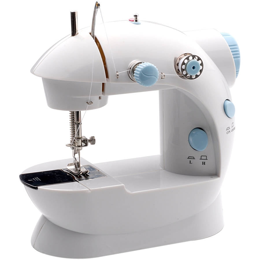 Needle and Threader Battery Not Included AOWEIKA Mini Handheld Stitch Portable Fabric Curtains Cordless Craft Sewing Machine for Home Travel with Extra Bobbin 