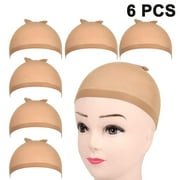 6 Pcs Stocking Wig Caps Light Brown Wig Cap for Lace Front Wig Silk Liner Weaving Wig Cap Net Stretchy Nylon Wig Caps for Women, Men, Kids, Girls