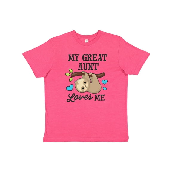 Inktastic My Great Aunt Loves Me with Sloth and Hearts Youth T-Shirt