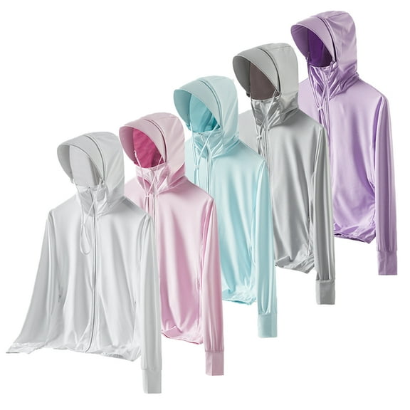Fjuchai Women's Sun Protection UPF 50 Sun Protection Hoodie Jacket Full Zip Long Sleeve Shirt Uv Protection Clothing