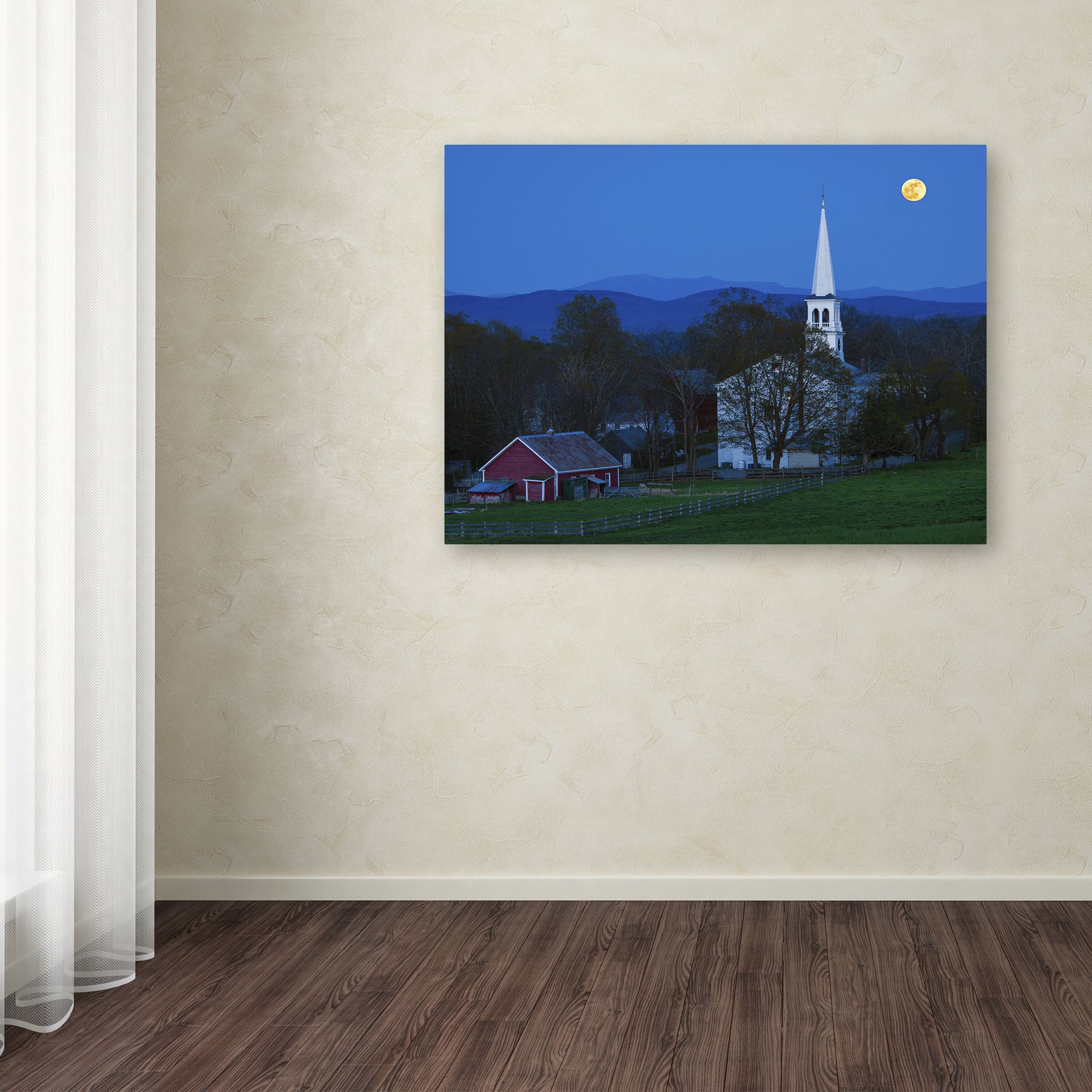Trademark Fine Art "Moonrise at Peacham" Canvas Art by Michael Blanchette Photography