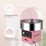 ROVSUN Cotton Candy Machine Maker 21 Inch Stainless Steel Bowl, Electric Candy Floss Maker Machine w/Cover Sugar Scoop and Large Storage Drawer for Commercial Home Party Carnival, Pink