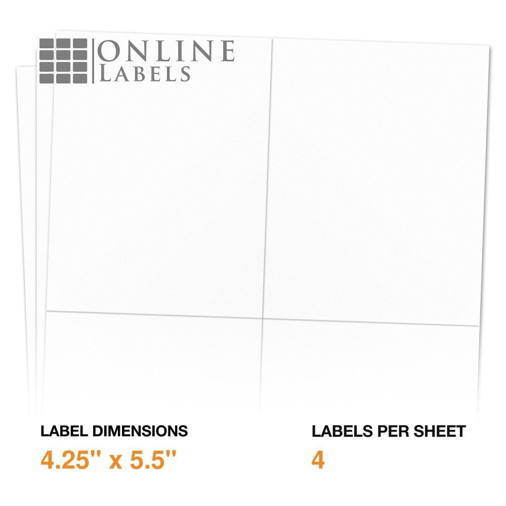 4.25 x 5.5 Labels - Inkjet/Laser Printer - Online Labels (100 Sheet Pack)