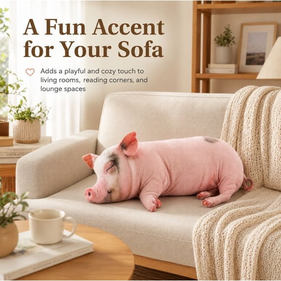 16Inch Realistic Pig Plush Doll Cute Stuffed Throw Pillow Soft and Comforting Sleep Companion for Home Desktop Decoration Ideal Gift (1PC)