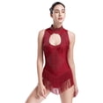 thumbnail image 4 of Trajes de baile latino para adultos para mujer, mono brillante con diamantes de imitación, traje de patinaje artístico de Ballet gimnástico, Ropa de baile, 4 of 5