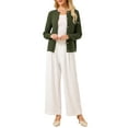 thumbnail image 2 of INSPIRE CHIC Women's Button Down Cardigan Sweater Crewneck Long Sleeve Knit Ribbed Jacket S Army Green, 2 of 5