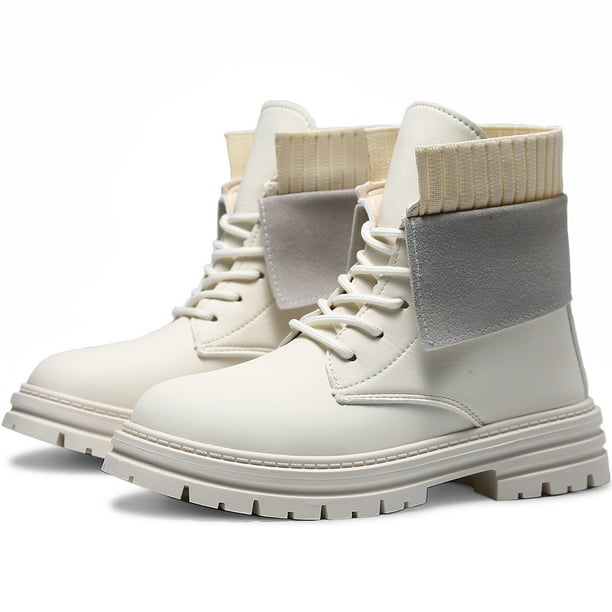 Botas Casuales para Mujer con Cordones Botin de Corte Medio Impermeable Tacon Bajo