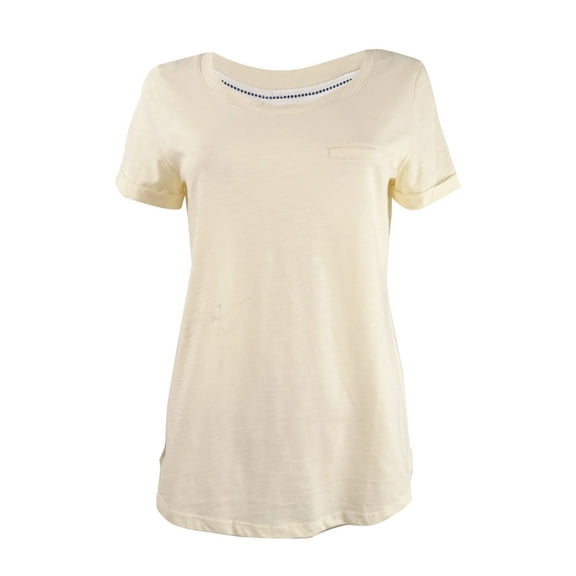 Charter Club Women's Crew Neck Knit Pajama Top (L, Antique White)