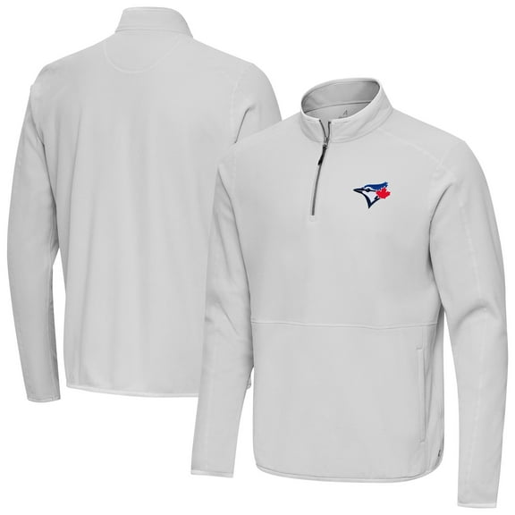 Men's Antigua Gray Toronto Blue Jays Step Up Quarter-Zip Pullover