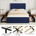 thumbnail image 1 of YUSAZENS Queen Size Bed Frame with 4 Storage Drawers and Headboard, Linen Upholstered Platform Bed Frame with Wooden Slats Support, No Box Spring Needed,Blue, 1 of 8
