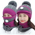 thumbnail image 4 of Bonnet Chauffant pour Femmes et Ensemble Chauffe-Nuque 3-en-1 Écharpe Chaude Pompon Tricoté, 4 of 4
