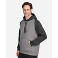 thumbnail image 2 of Team 365 TT96CB Unisex Zone HydroSport Heavyweight Colorblock Hooded Sweatshirt-DK GRY HTHR/ BLK-L, 2 of 6