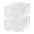 thumbnail image 2 of IRIS USA Stackable Storage Drawer, Plastic Drawer Organizer with Clear Doors for Pantry, Bedroom, Closet, Desk, Kitchen, Home and Office De-Clutter, Store Under-Sink, Shoes and Crafts - White, 2 Pack, 2 of 15