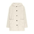 thumbnail image 5 of Wiyuqeen Plush Fleece Sherpa Jacket Women Winter Coats Button-Up Hoodie Long Sleeve Winter Jacket Solid Fuzzy Ourwear with Pockets, 5 of 10