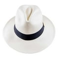 thumbnail image 4 of Toquilla Straw Panama Hat Ecuador Handwoven - Fedora Style with Gift Bag and Box (White - Black Band, Small), 4 of 7