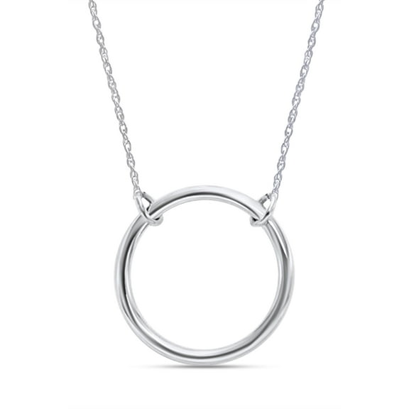 Open Circle Pendant Necklace Jewelry For Women in 10k White Gold