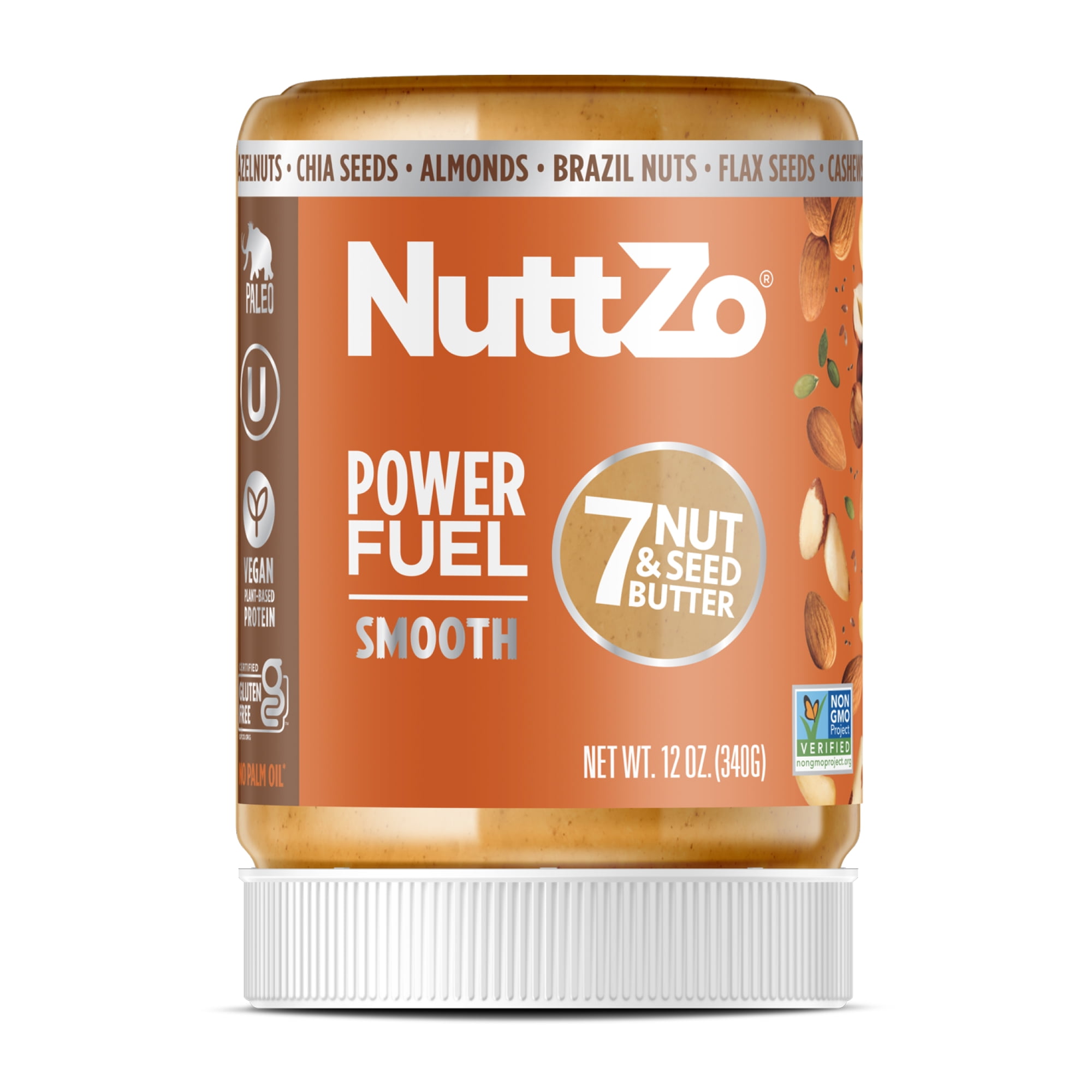 NuttZo Organic Power Fuel Smooth 7 Nut & Seed Butter Spread, 12 oz Jar