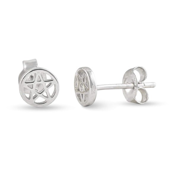 SilverCloseOut Sterling Silver Pentagram Star Pentacle Stud Earrings