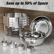 WARMOUNTS Round Chafing Dish Buffet Set 4 Pack, 5QT Buffet Chafe Warmer Set, Polished Stainless Steel Chafing Dish for Buffet with Glass Lid & Holder for Party Events, No Finger Cuts