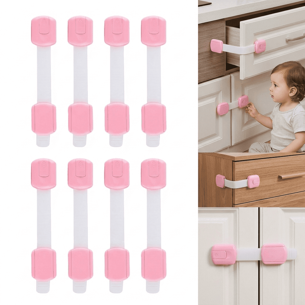 tooloflife 1/5 Pcs Baby Child Safety Locks Double Buckle Drawer