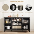 thumbnail image 5 of Senfot 47" Rattan Sideboard Buffet Cabinet with Storage, Boho Wooden Coffee Bar with Open Shelves,Farmhouse Kitchen Buffet Cabinet with Drawer, for Dining Room, Living Room, Black, 5 of 7