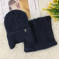 thumbnail image 4 of Deago Mens Womens Winter Beanie Hat Scarf Set Warm Knit Thick Fleece Lined Skull Cap Neck Warmer for Men Women (Navy), 4 of 8