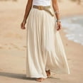 thumbnail image 4 of Vynhevius Womens Solid Belted Skirt Elastic Waist Flowy Casual Maxi, 4 of 5