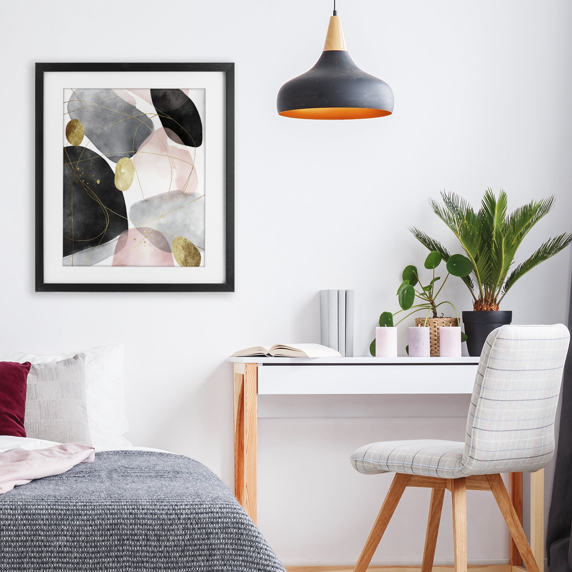 Stupell Industries Gilded Echoes Shapes Black Framed Print Under Glass, design by Svetlana Aleynikova