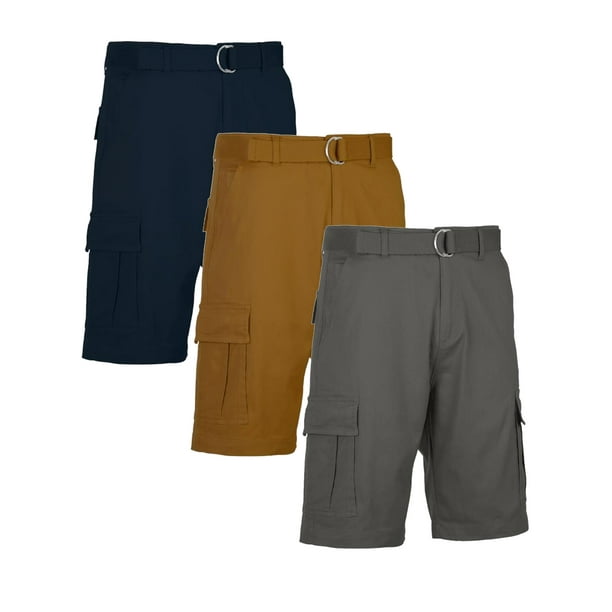 Men's Belted Cotton Cargo Shorts (3Pack)