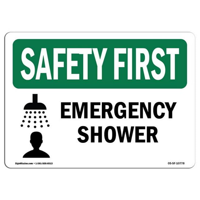 SignMission OS-SF-A-1014-L-10778 Premier Signe de Sécurité de 10 x 14 Po - Douche d'Urgence
