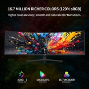 ZZA 49 Curved Gaming Monitor | 5120x1440 Dual QHD, 165Hz, 1500R, 32:9 Ultra-Wide, AMD FreeSync, 120% sRGB, Height Adjustable, HDMI 2.1 & DisplayPort 1.4, VESA Mount, Black