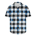 thumbnail image 5 of Njoeus Short Sleeve Button Up Shirts for Men Summer Regular Fitted Plaid Shirts Casual Work Shirt Tops & Blouse （Available In Big & Tall) 3X 4X 5X Summer Savings Dark Blue, 5 of 5