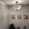 thumbnail image 2 of Tiffany Ceiling Lights White Stained Glass Flowers LED Bulbs Included for Bed Room Living Room Entryway16"W*16"D*16"H, 2 of 5