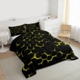 thumbnail image 3 of Feelyou Neon Yellow Honeycomb Full Size Comforter Sets for Kid, Futuristic Geometric Bedding Comforter Set, Modern Hexagon Reversible Bedding Sets, Microfiber Bedroom Decor, 3pcs, 3 of 8