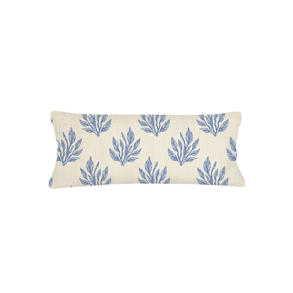 Sea Floral Linen Pillow 14x40 Down Alternative