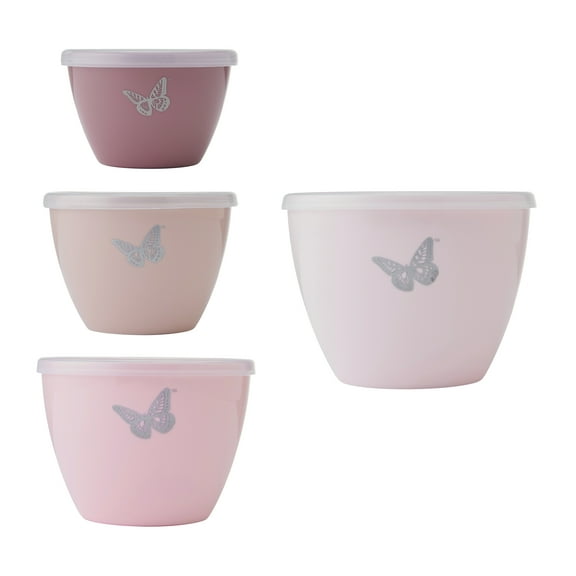 Dolly Parton Plastic Mixing Bowls with Air-Tight Lids, Set of 4, Blush