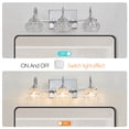 thumbnail image 5 of Hi-LIGHTS,Retro 3-Light Bathroom Vanity Light Fixture with Crystal Glass Shades(Bulbs Not Included),Wall Mounted Lighting for Bathroom,Dressing Room,Powder Room and Vanity Mirror(Brushed Nickel）, 5 of 8