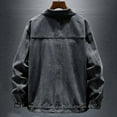 thumbnail image 4 of Jackets Tops For Men Loose Fit Wear Casual Large Size Reversible Collar Straight Jacket,Grey,3XL, 4 of 5