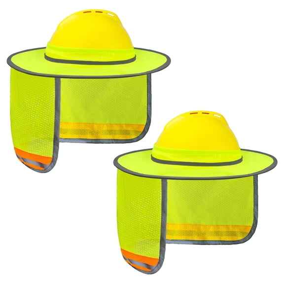 EvridWear Hard Hat Sun Shade Full Brim, Hard Hat Accessories with Reflective Stripe High Visibility Neck Protection (2 Pcs)