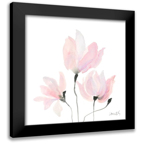 Loreth, Lanie 12x12 Black Modern Framed Museum Art Print Titled - Pastel Floral Sway I