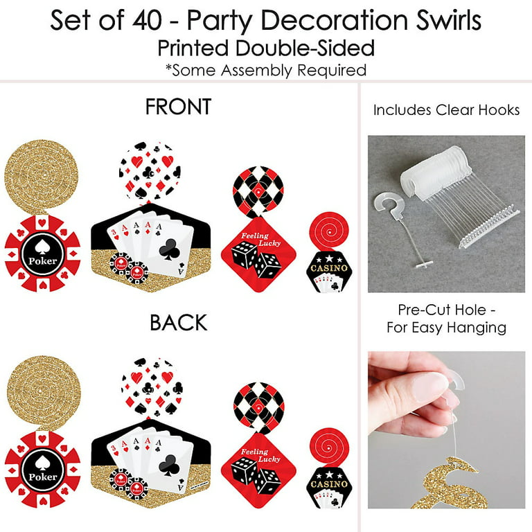 Roll the Dice Casino Swirl Decorations 12ct - Ultimate Party Super Stores