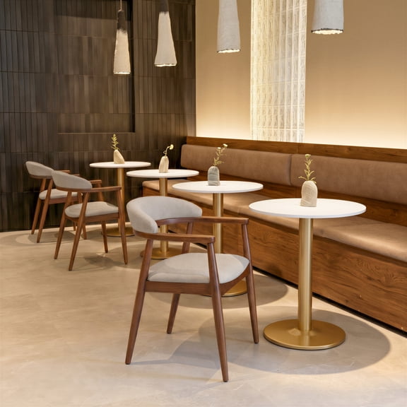 Goka Dining Chair Beige & Walnut Dining Chair, Modern Style, Cozy polyester linen fabric, Rubberwood, Indoor Dining