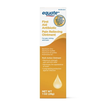 Equate Triple Antibiotic Pain + Scar Ointment for Minor Cuts, Scrapes and Burns,1 oz