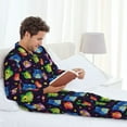 thumbnail image 6 of Balery Owls And Hearts Pattern Pajama Sets for Men Long Sleeve 2 Piece Sleepwear Loungewear Sets Soft PJ's with Pockets Long Sleeve Comfy Pj Sets-Large, 6 of 7
