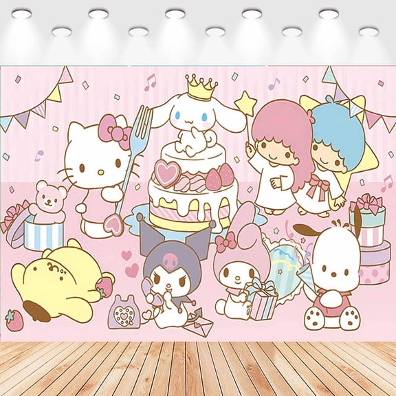 5 X3ft Sanrio Cartoon Birthday Party Decorations Supplies, Masks Party Photography Backdrop Photo Decor Banner, Kids Boys Baby Shower Photography Backdrop