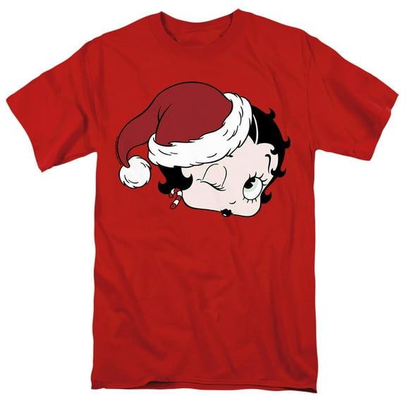 Betty Boop A Christmas Wink Unisex Adult T Shirt, Red, Large