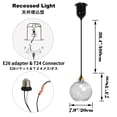thumbnail image 2 of FSLiving Can Lights Retrofit Recessed Light Adjustable Height 3 Lights Compatible E26 Adapter T24 Connector Conversion Kit for 4~5in Holes, Edison Bulb by Remote Control, Clear Hammered Glass Globe, 2 of 7